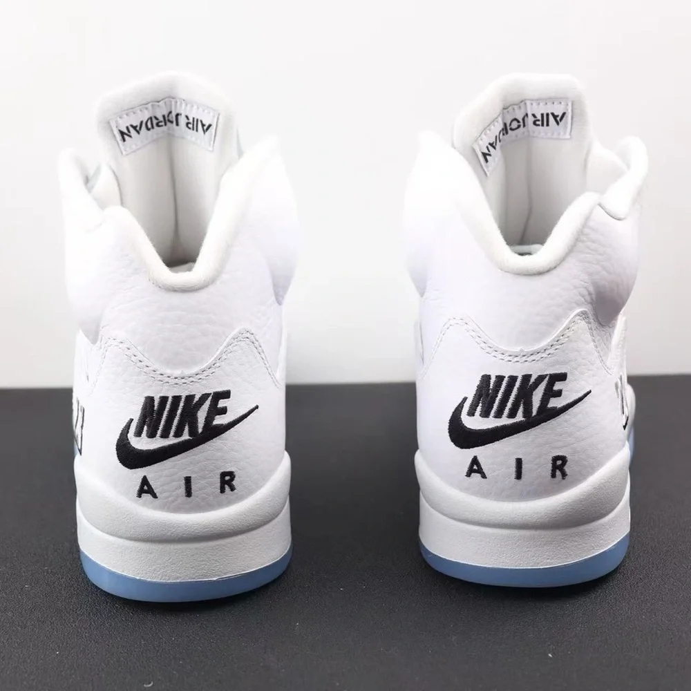 Jordan White Ice Blue Retro 5 Sneakers